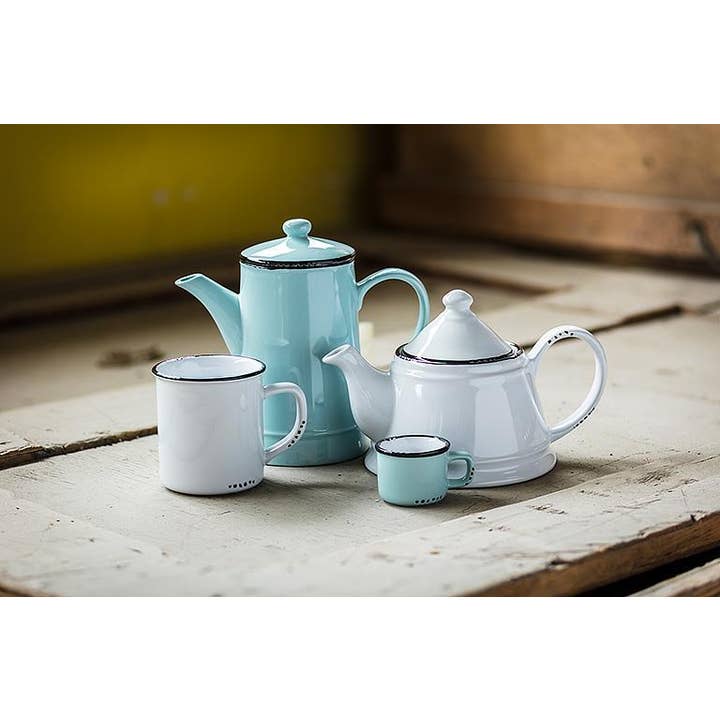 Abbott - Wholesale Coffee Mug - Enamel Look Mug-White-4"H(14oz)-1039