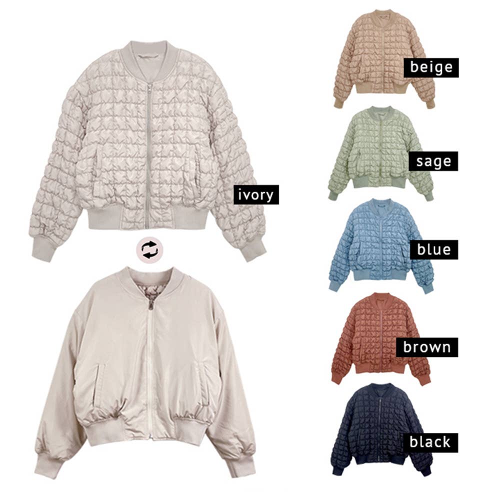 Sensibling Corp. - Venta al por mayor Chaqueta bómber - Mujer - Chaqueta Bomber Acolchada Reversible5