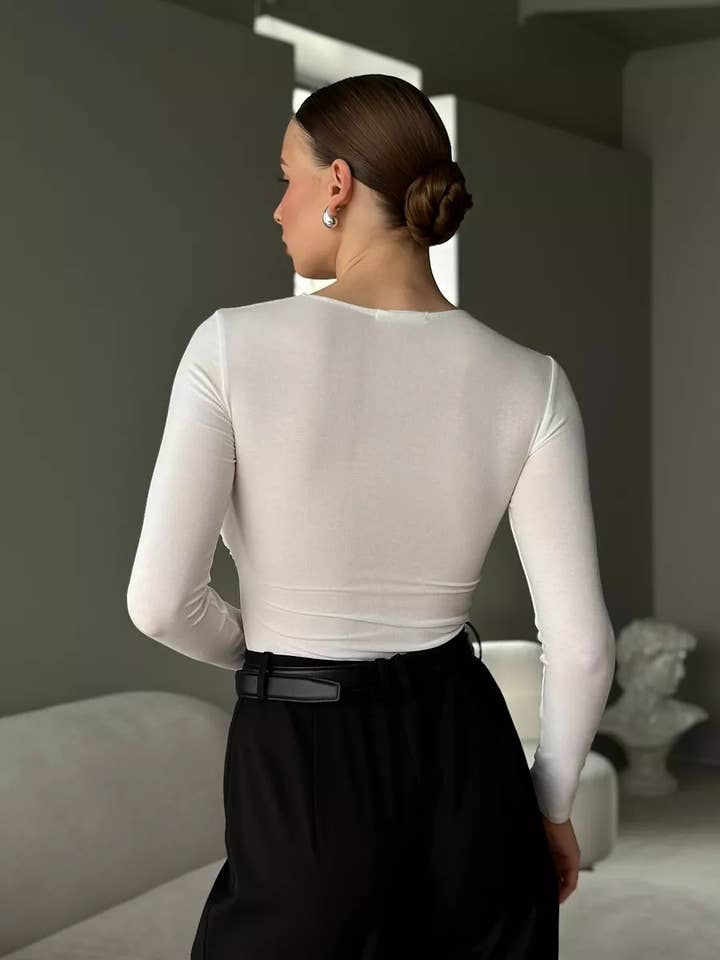 Hope & Sunshine - Wholesale Knit Top - Women's - Slim Fit Cross Knot Long Sleeve Top