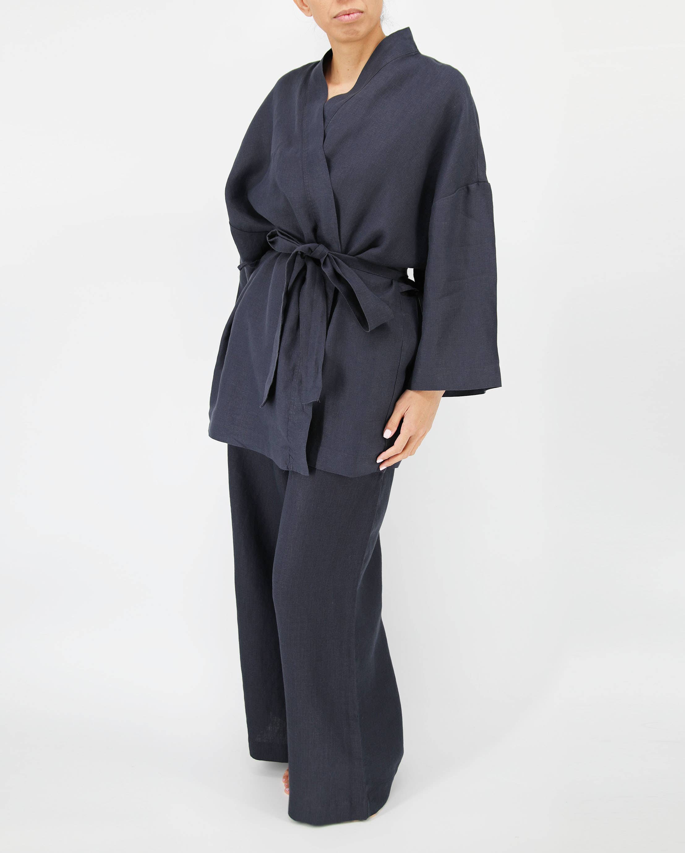 Sunday Morning – Engroshandel Pyjamasæt - Dame – Naoko linned kimono nattøjssæt4