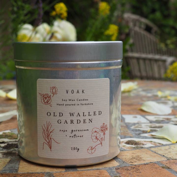 Old Walled Garden Large Tin Soy Wax Candle for wholesale by VOAK