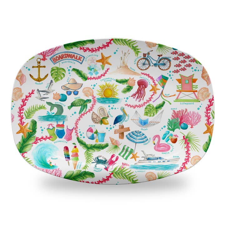 Beach Pattern Unbreakable Platter for wholesale by Dishique