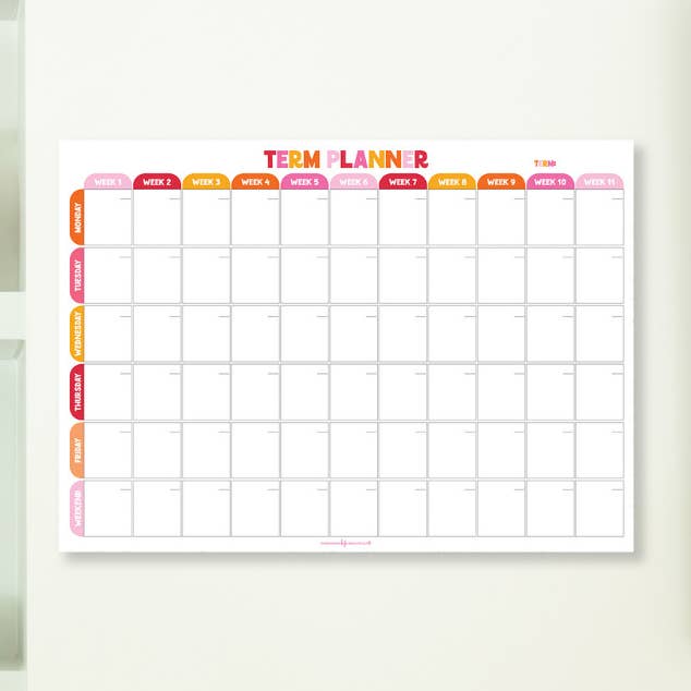 Peel & Stick Wall Planner | Reusable School Term Planner • 50x70cm • Bright for wholesale by Organising Life Beautifully