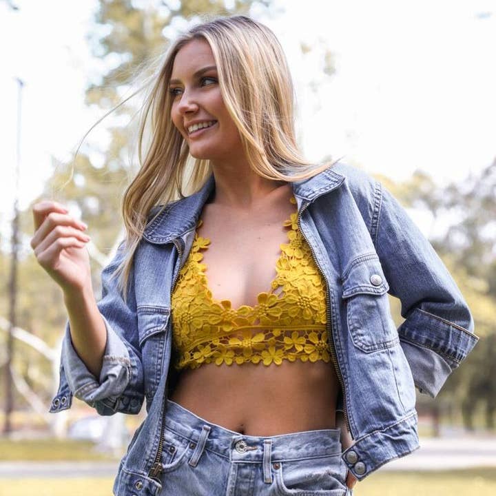 Leto Accessories - Vente Brassière – femme - Soutien-gorge bralette en dentelle crochetée, confortable et respirant