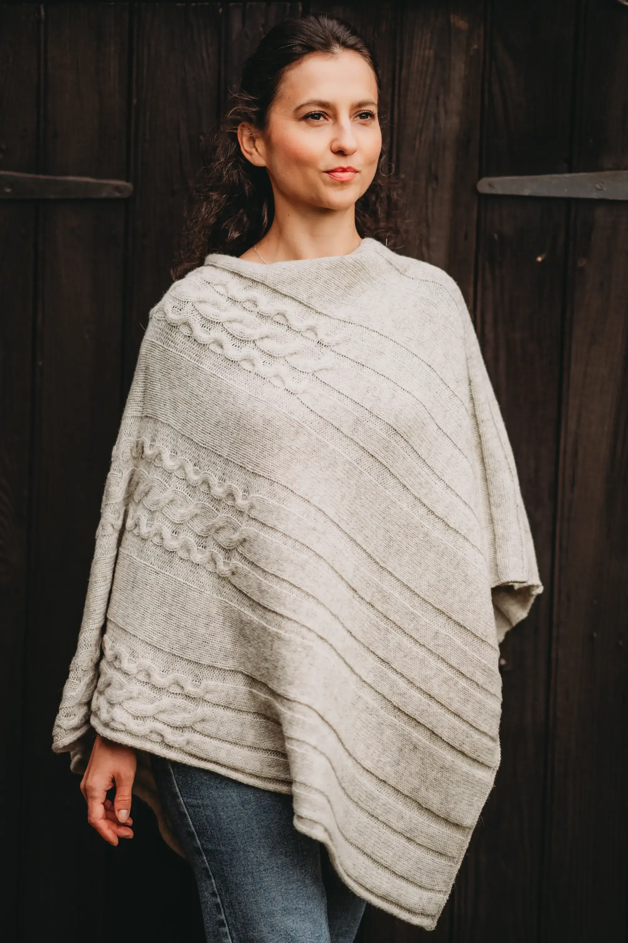Knitted in Edinburgh – wholesale Poncho – Women's – Gaulmogit Barra Shawl1