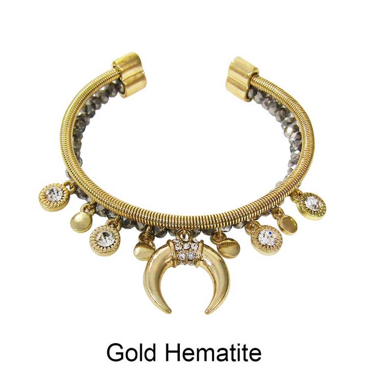 TheTizana - Wholesale Cuff bracelet - Two Line Crystal Stoned Charm Beads Cuff Bracelet2