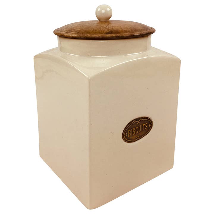 Cream Ceramic Biscuit Jar for wholesale on Faire