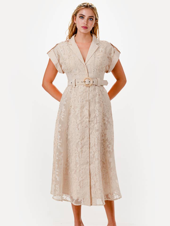 JURK MET CEINTUUR EN OVERHEMDDETAILS voor wholesale door Dear Daisy