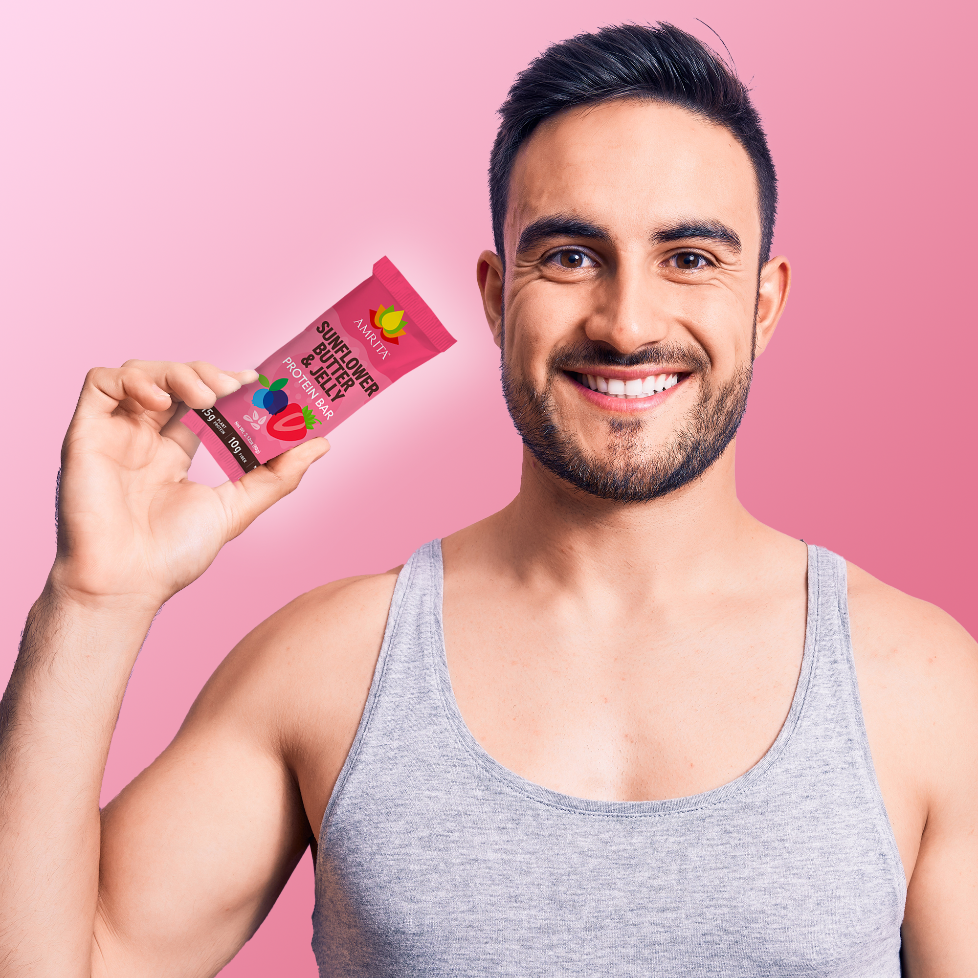 Amrita Health Foods - Wholesale Snack Bar - Sunflower Butter & Jelly High Protein Bars, High Fiber, GF4