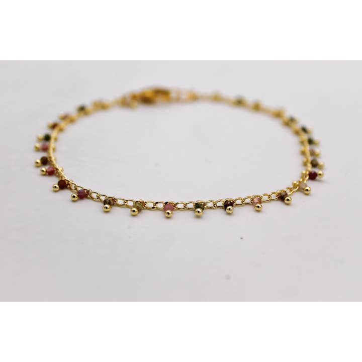 Pulseira com pingente de ouro e turmalina por atacado de Abby Hook Jewellery