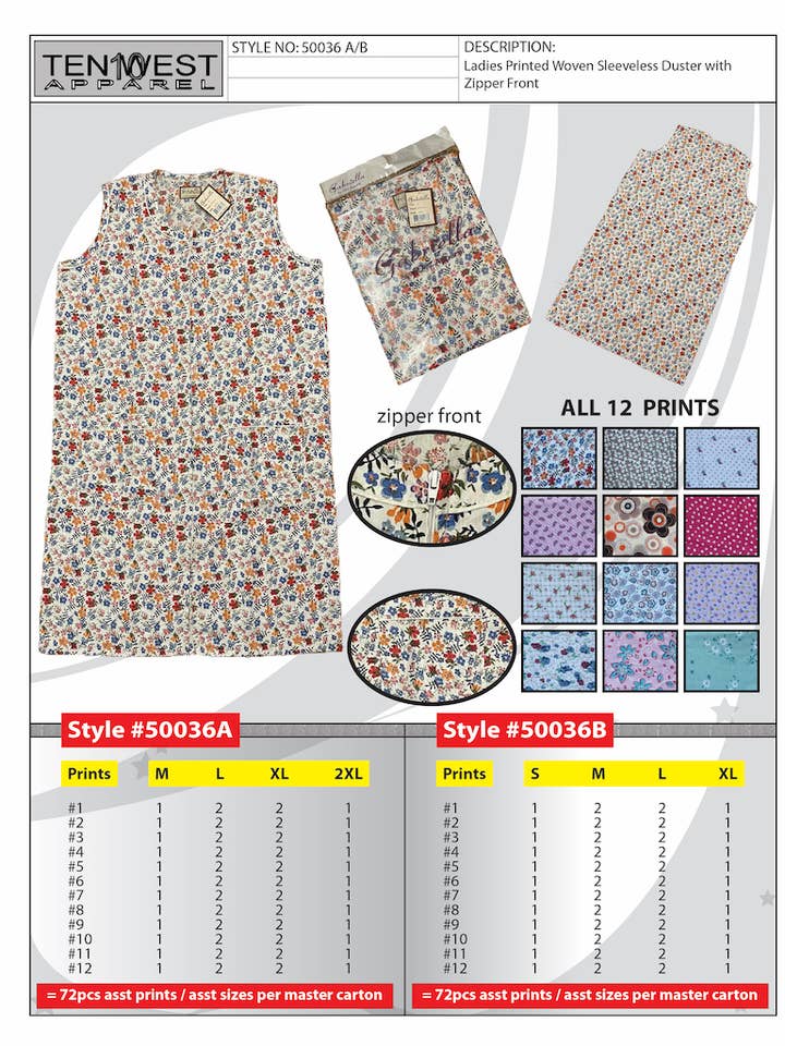 Spolverini da donna M-2X 50036A per la vendita all'ingrosso da parte di Ten West Apparel