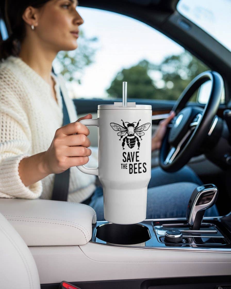 3dRose - Wholesale Insulated Mug/Tumbler - 3dRose, Save the Bees with a bee. Bold black lettering on white background., Tumbler9