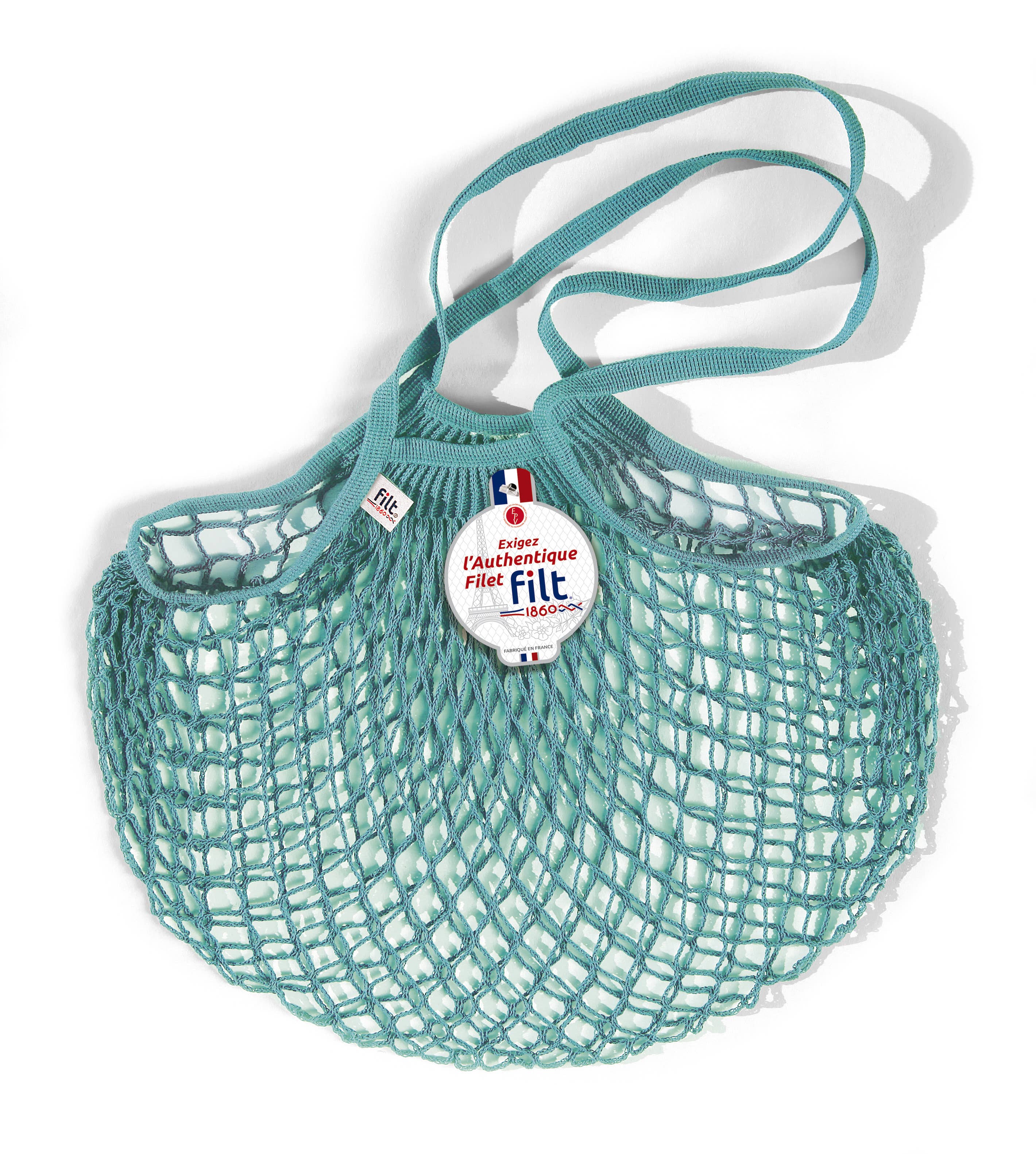 Filt1860 - Wholesale Grocery/Shopping Bag - Net shopping bag Aquablue long handles