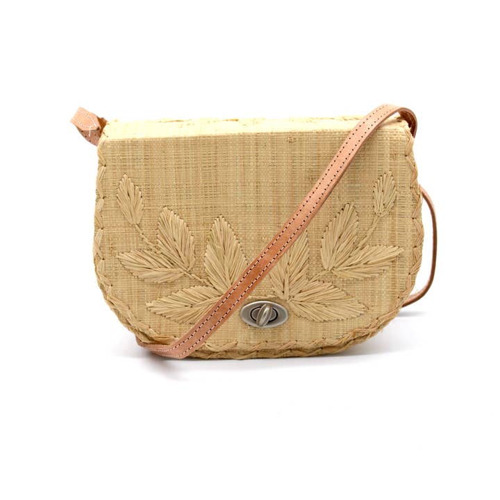 Shebobo - Wholesale Crossbody Bag - Women's - 70's Embroidered Vines Straw Crossbody Bag