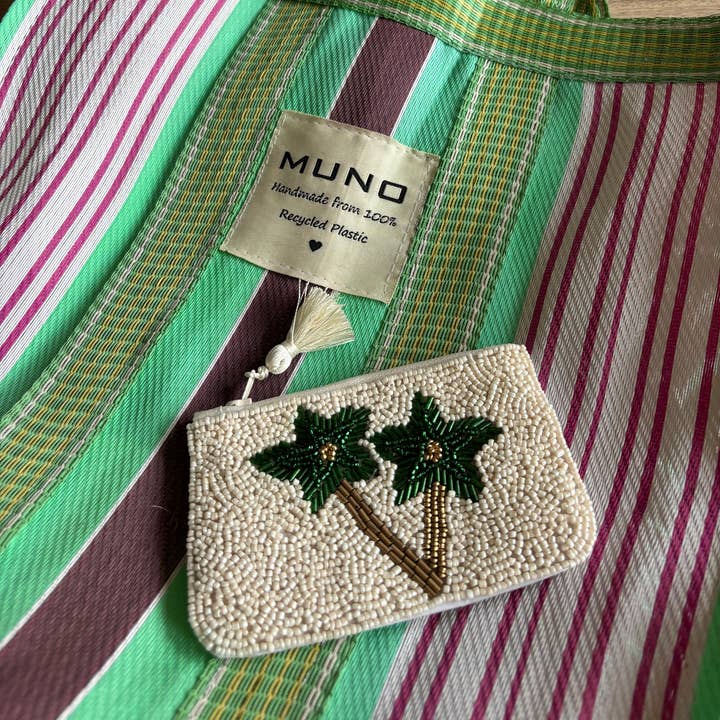 Muno - Wholesale Coin Purse - Women's - Handcrafted Beaded Palm Tree Pouch * Gift * Spring *1