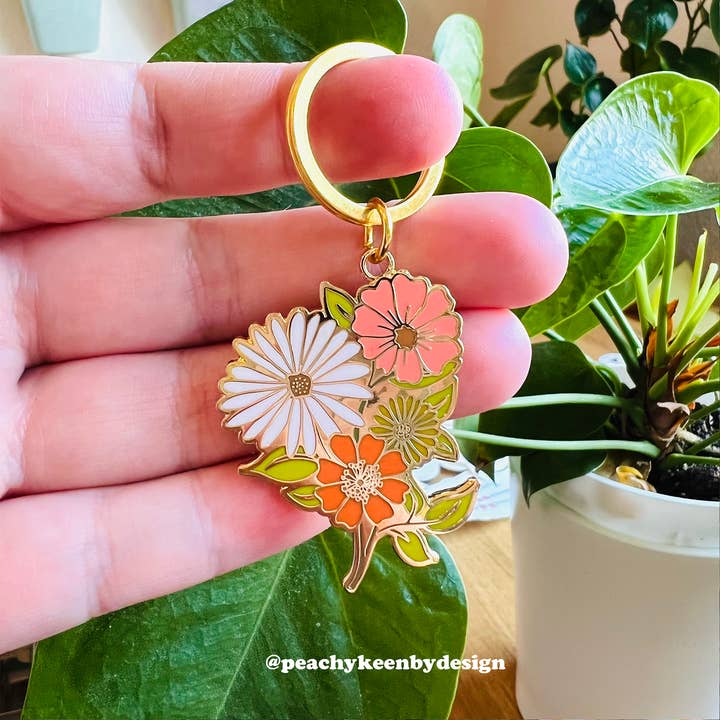 Chaveiro de esmalte Flower Power por atacado de Peachy Keen by Design Co