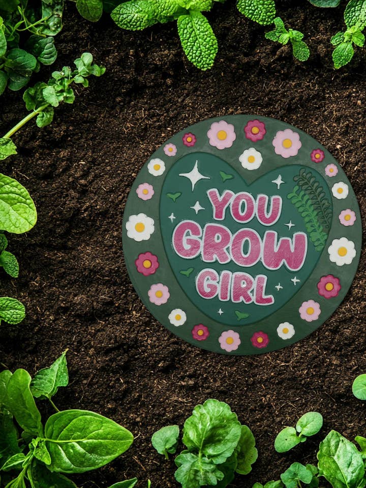 “You Grow Girl” Garden Stepping Stone #S1006 for wholesale by Happy Cow Lawn Decor