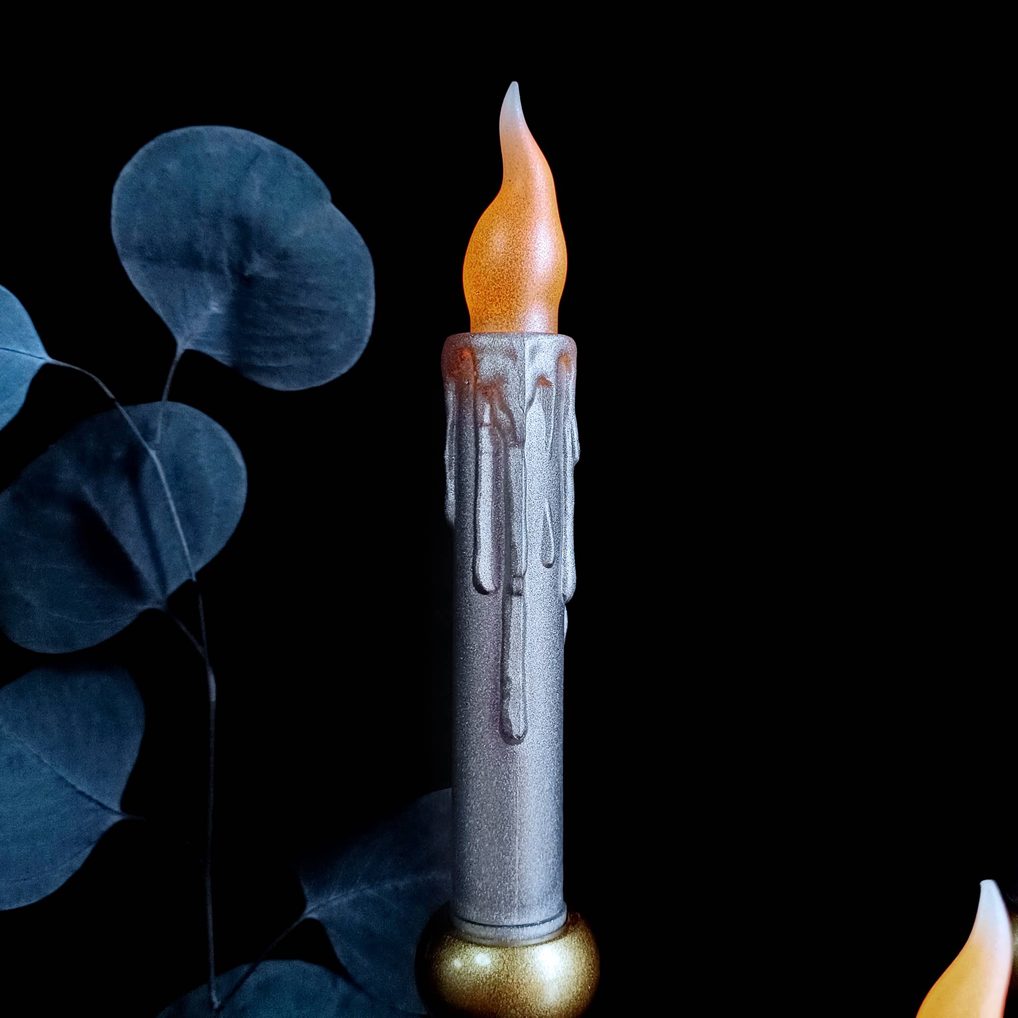 Candles Meta - Wholesale Flameless Candle - Silver Metallic Wax Dipped Battery Operated Taper Candle2