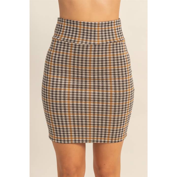 HYFVE - Wholesale Skirt - Women's - Houndstooth High-Waisted Mini Skirt9