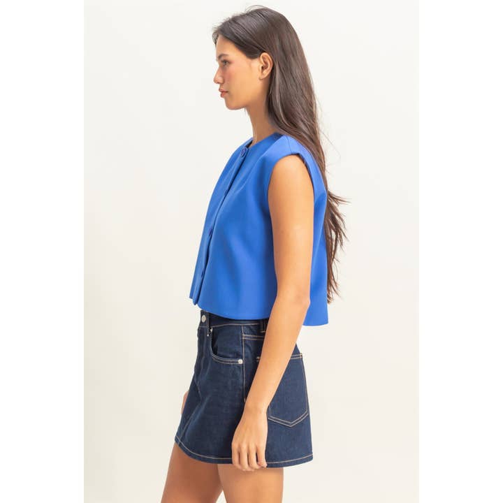 HYFVE - Wholesale Shirt - Women's - DZ25C597-Woven Sleeveless Buttoned Vest Top