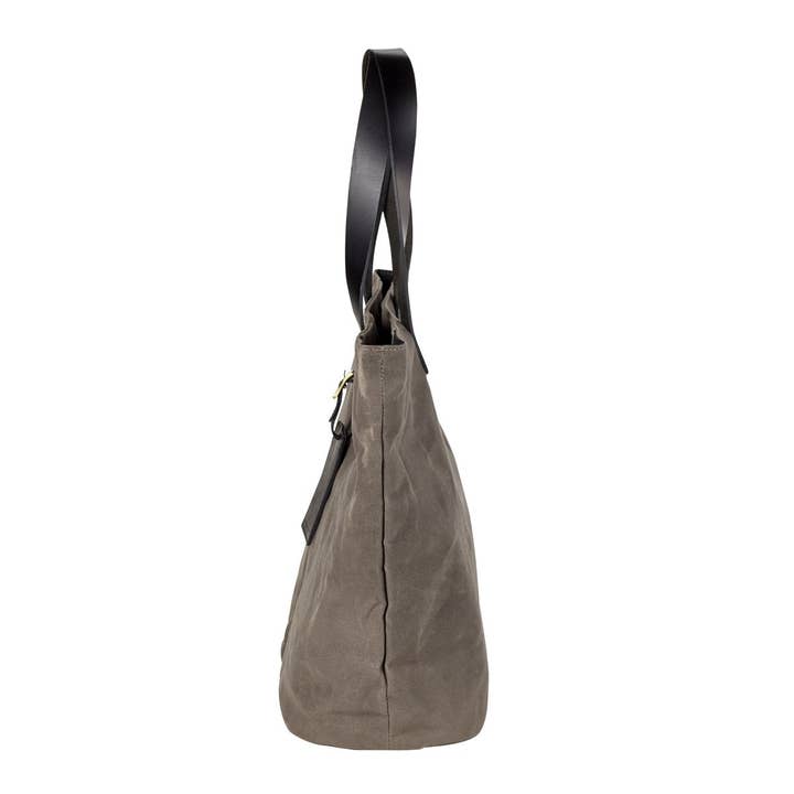 Clava Leathergoods and Accessories - Vente Tote bag – femme - Cabas en toile cirée et cuir - Gris-Noir5