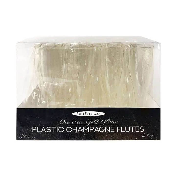Champagne Flute - Gold Glitter 5oz. (24 count) for wholesale by Party Expo, LLC