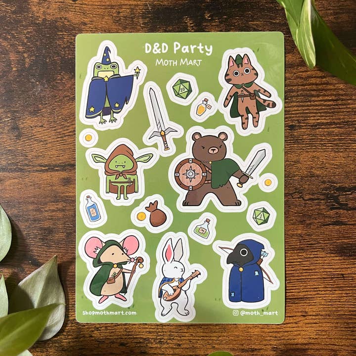 DnD-Party-Aufkleberbogen für den Großhandel von Moth Mart