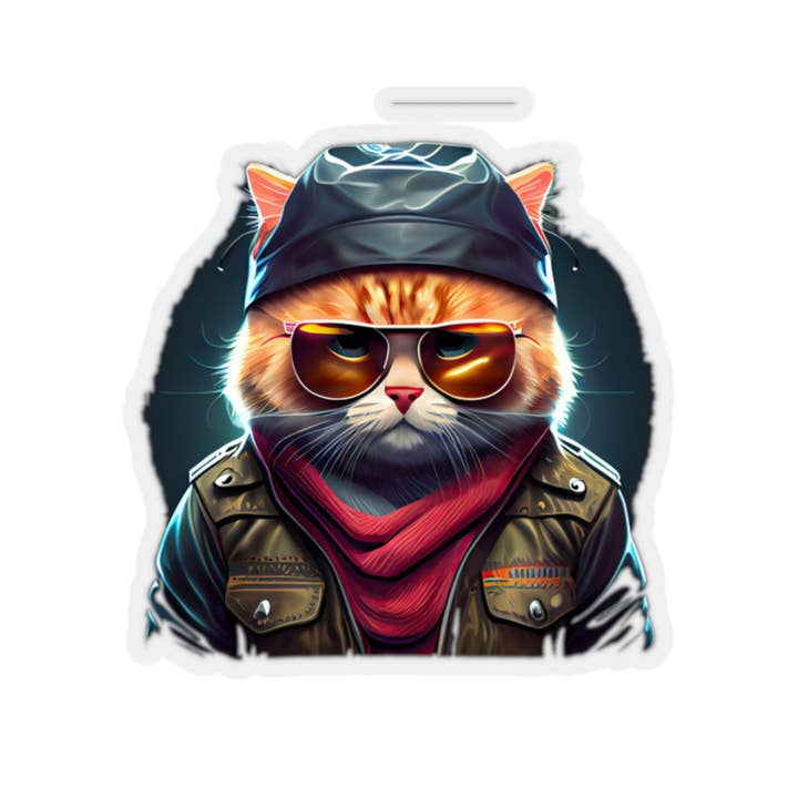 Smartstead Homestead - Wholesale Sticker - Waterproof Vinyl Sticker - Cool Guy Tough Cat Vinyl Sticker