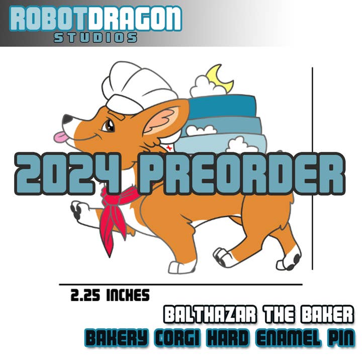 Bakery Corgi Enamel Pin for wholesale by Robot Dragon Studios