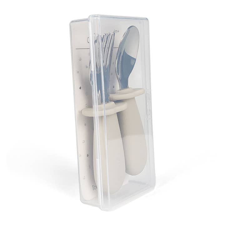 Ali+Oli - Wholesale Flatware Set - Kids & Baby - Ali+Oli Spoon & Fork Learning Set for Toddlers (Khaki) 6m+7