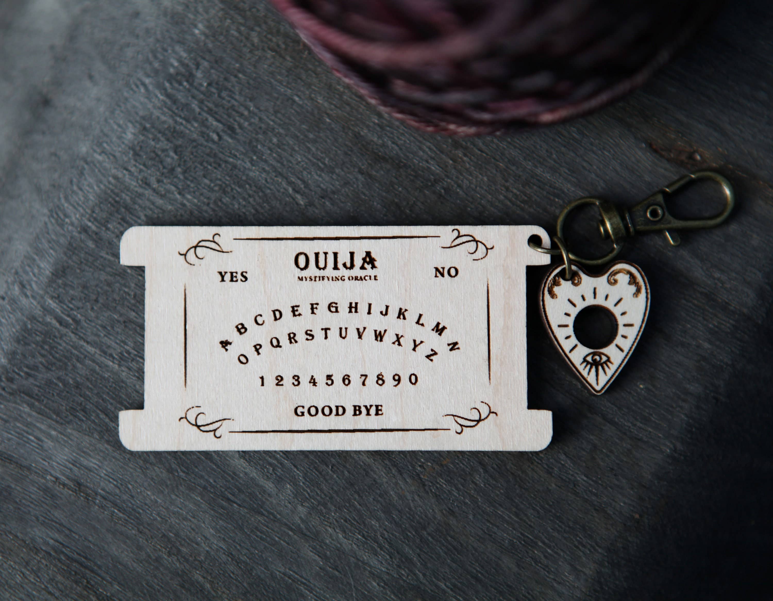 Sunrise Grove - Wholesale Knitting/Crochet Supplies - Walnut Wood Ouija Board with Planchette & WPI Ruler2