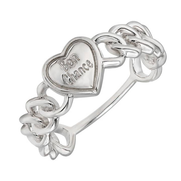 Gioiellin - S925 Silver Jewelry - Wholesale Band/Stacked Ring - S925 Silver 3D Heart Shaped Lucky Letter Ring