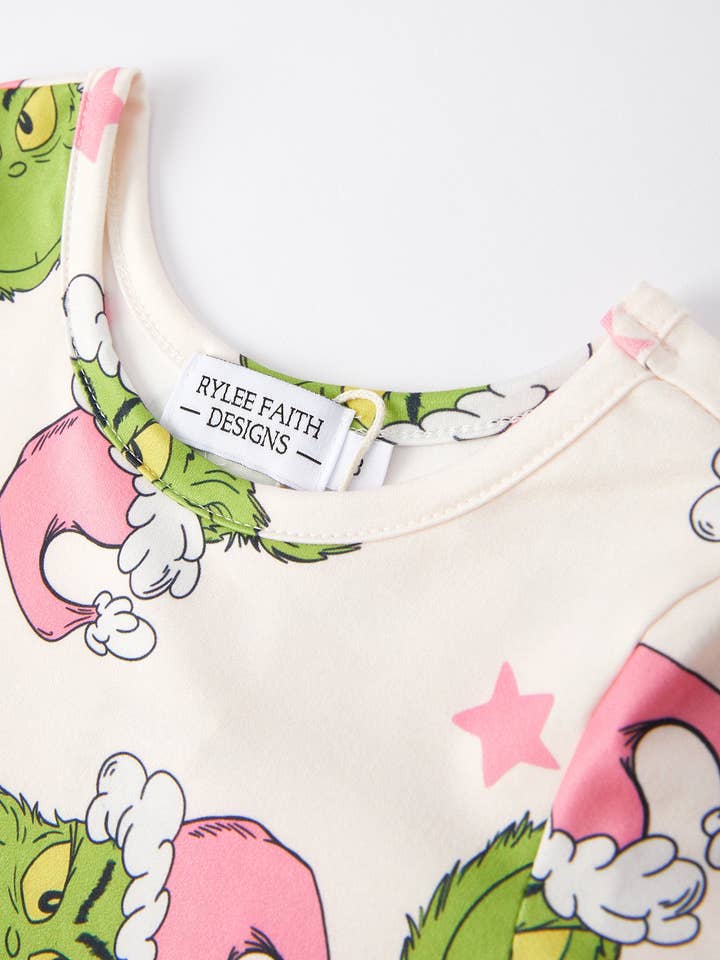 Rylee Faith Designs - Wholesale Dress - Kids - Christmas Cartoon Characters Print Girls Dress