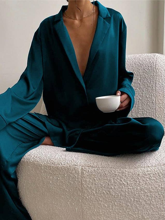 HIDDENBRAND - Wholesale Lounge Set - Women's - Silk pajama loungewear two piece set
