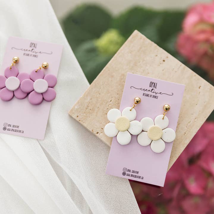 Daisy Polymer Clay Earrings for wholesale by Opal Creative
