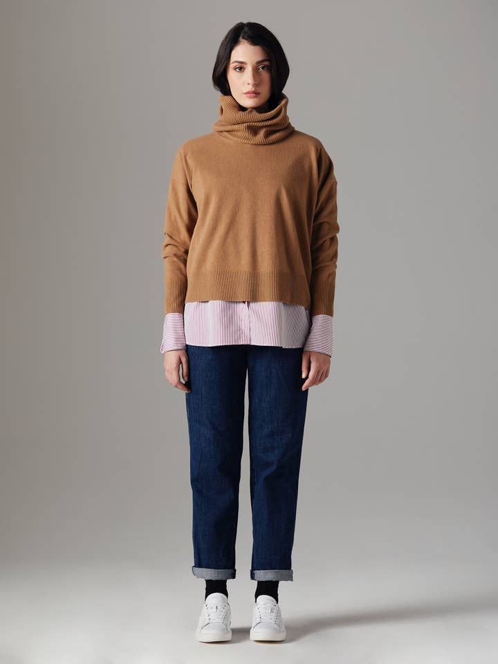 Punta da mar: tröja i tricot med rund hals och avtagbar krage för wholesale av Punta da mar