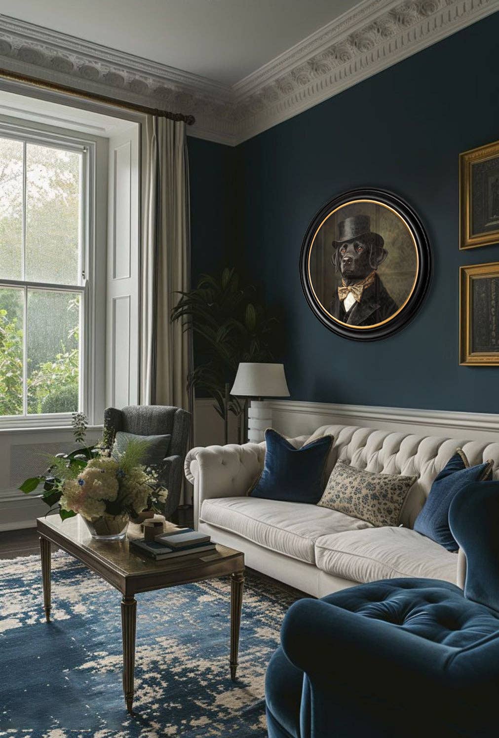 T A Interiors Wall Art & Mirrors – wholesale Art print – Lord Wagsalot - Oxford round frame1