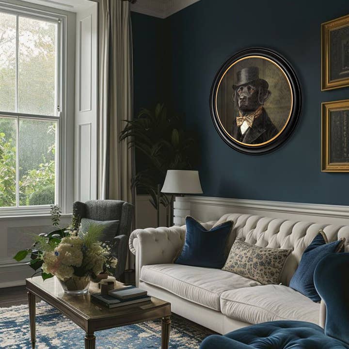 T A Interiors Wall Art & Mirrors – wholesale Art print – Lord Wagsalot - Oxford round frame1