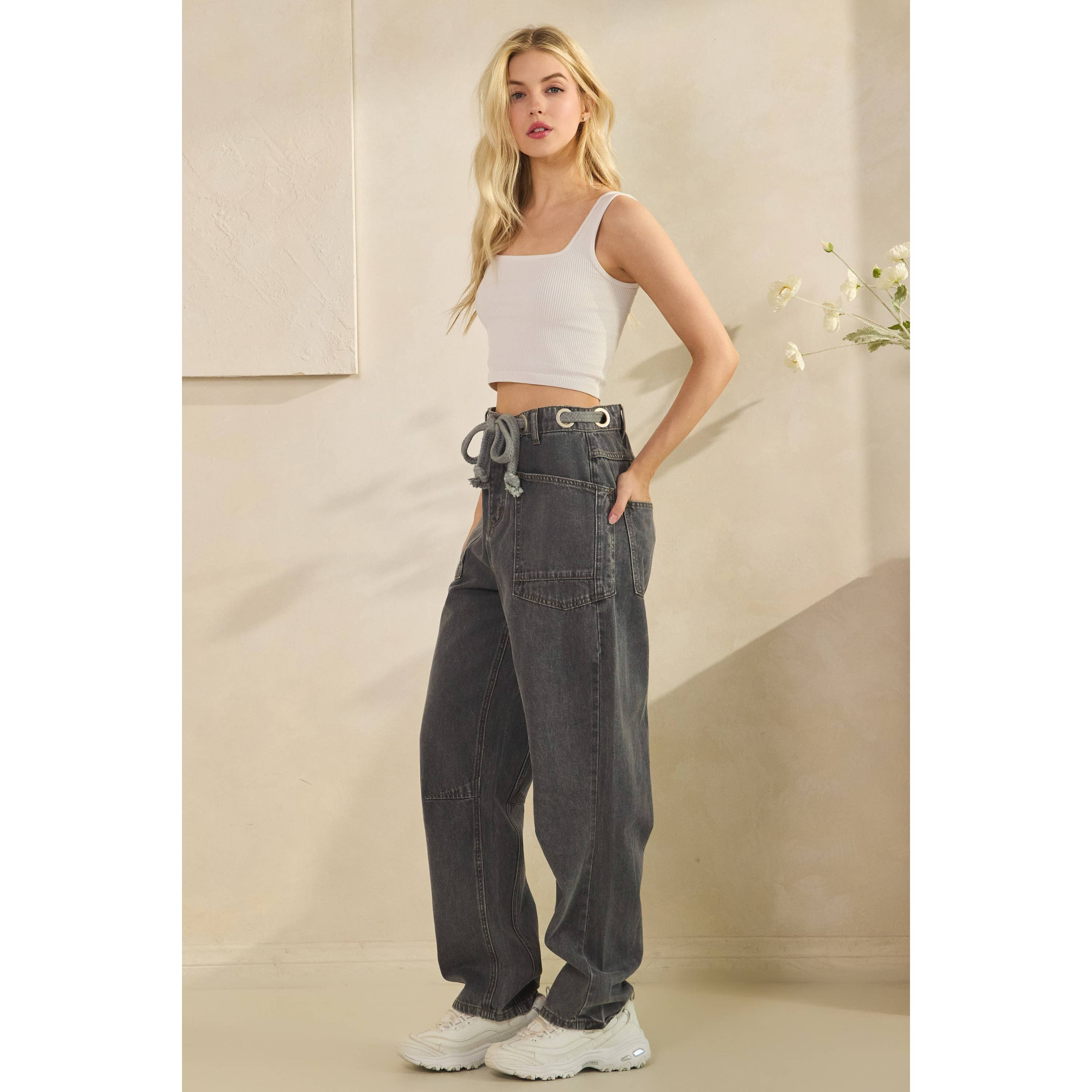 Sage + Fig - Wholesale Pants - Women's - VINTAGE ROPE TIE DENIM (SP7988)11