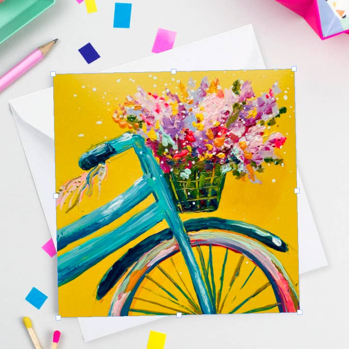 Flower Bike Card for wholesale by Georgina Peters Art