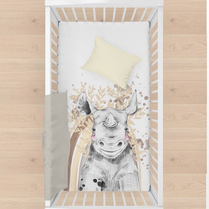 Painel para manta Safari Rinoceronte pronto para costurar bege por atacado de bb drou & Compagnie