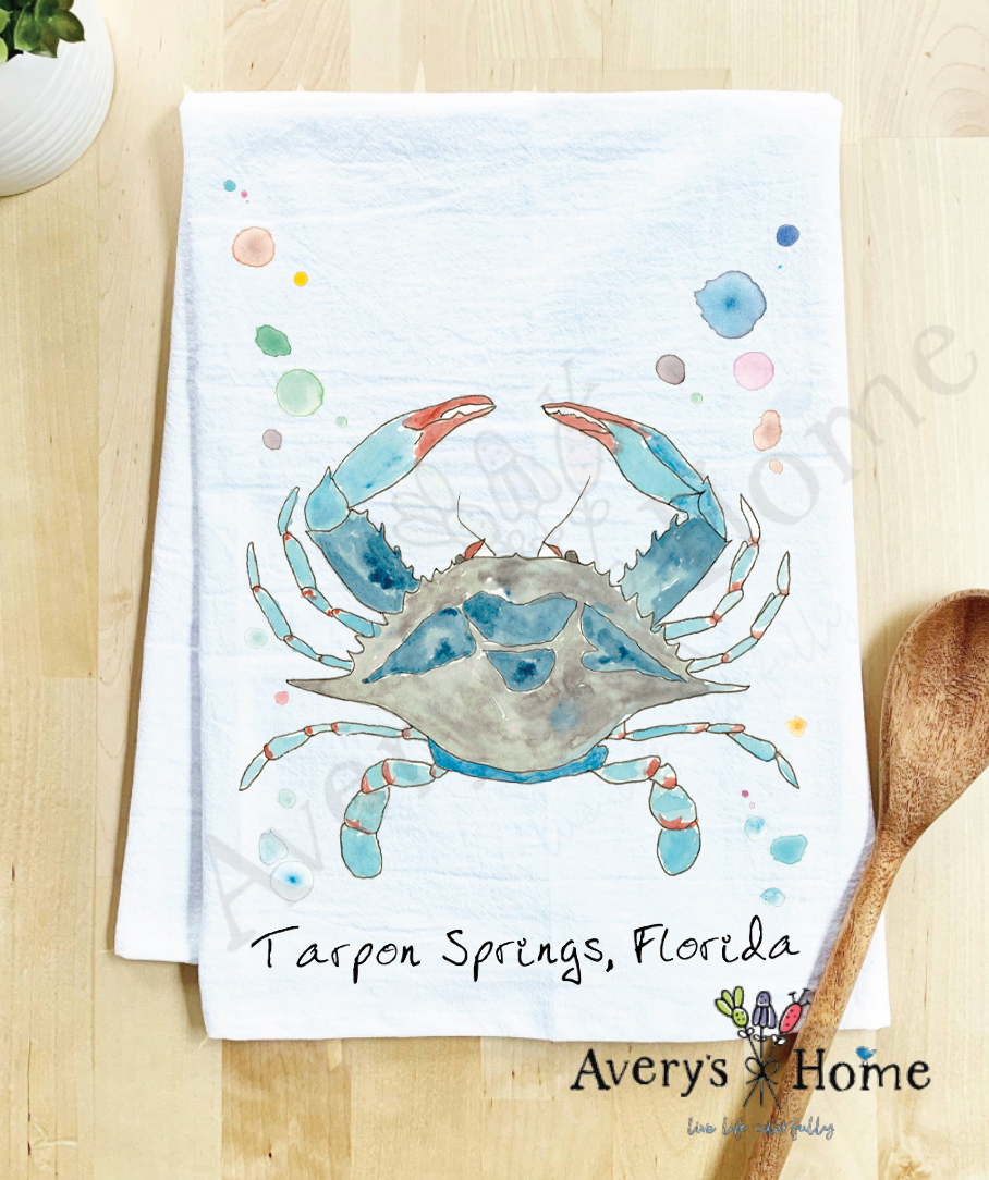Avery's Home - Wholesale Tea Towel - Blue Crab Ocean Customizable Coastal Tea Towel77