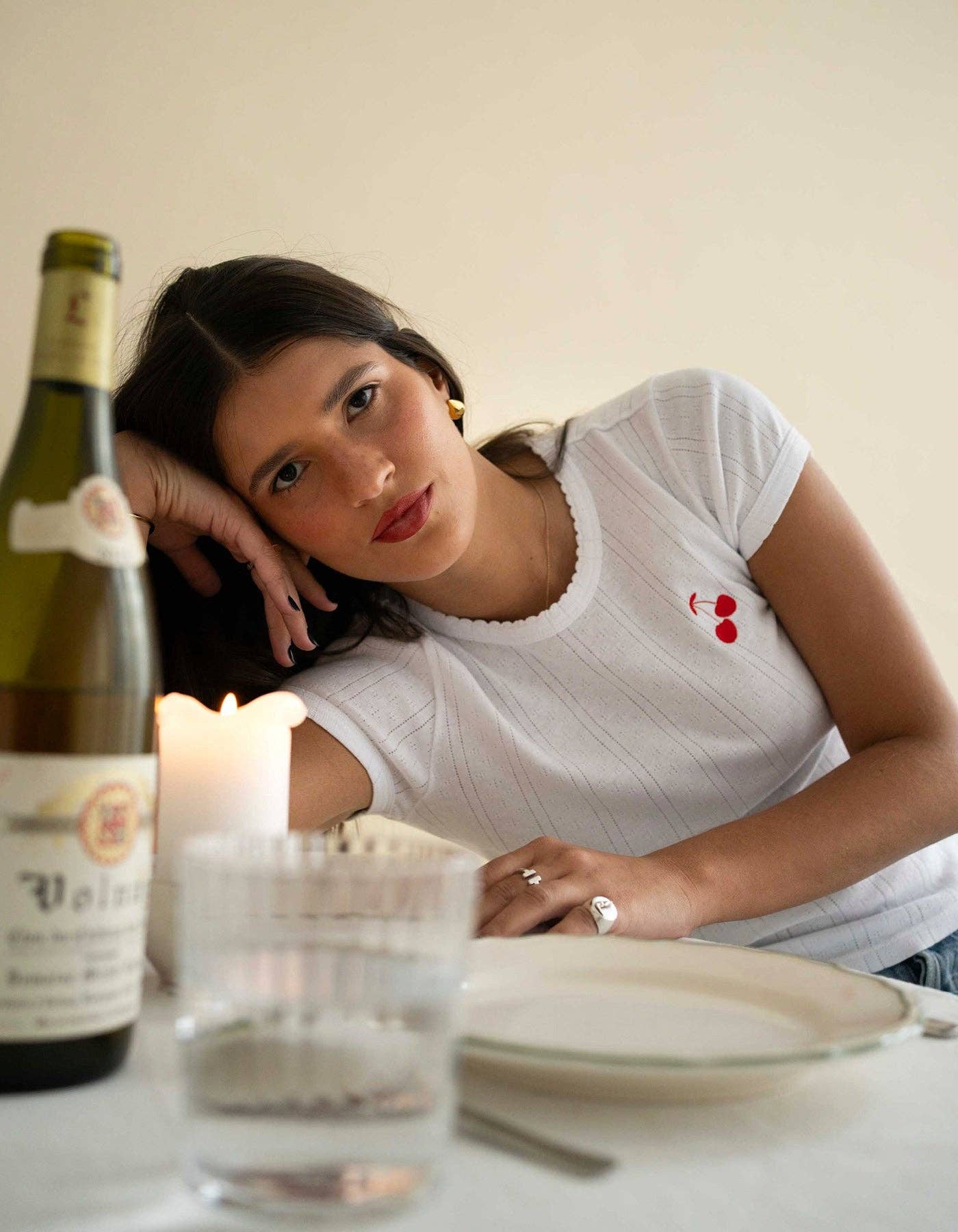 Le Mot - Wholesale T-Shirt - Women's - Cerise Baby Tee in Pointelle6