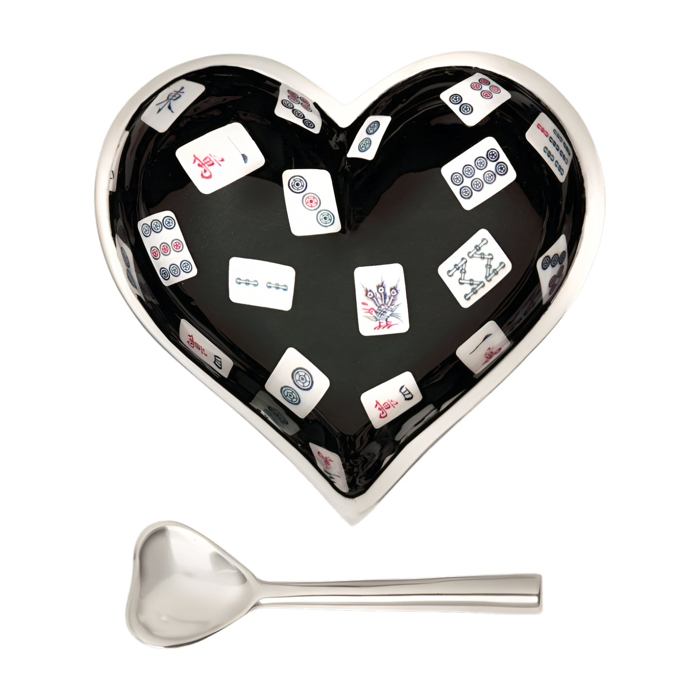 Inspired Generations - Wholesale Decorative Plate/Dish/Bowl - Happy Mah Jong Heart with Heart Spoon1