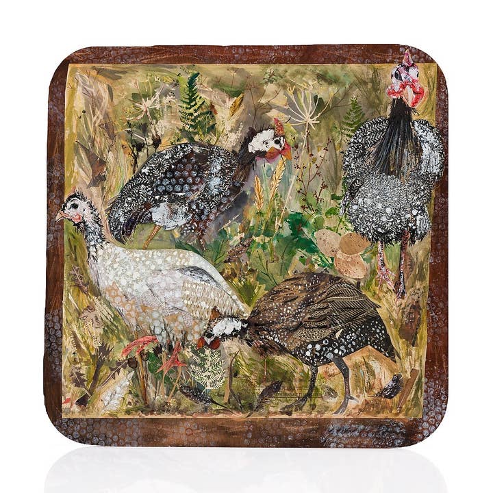 Guinea Fowl- High Gloss Hardback Coaster for wholesale by Clare O’Neill Artworks