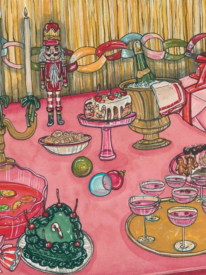 Stampa artistica da tavolo rosa per feste natalizie per la vendita all'ingrosso da parte di artxnikki