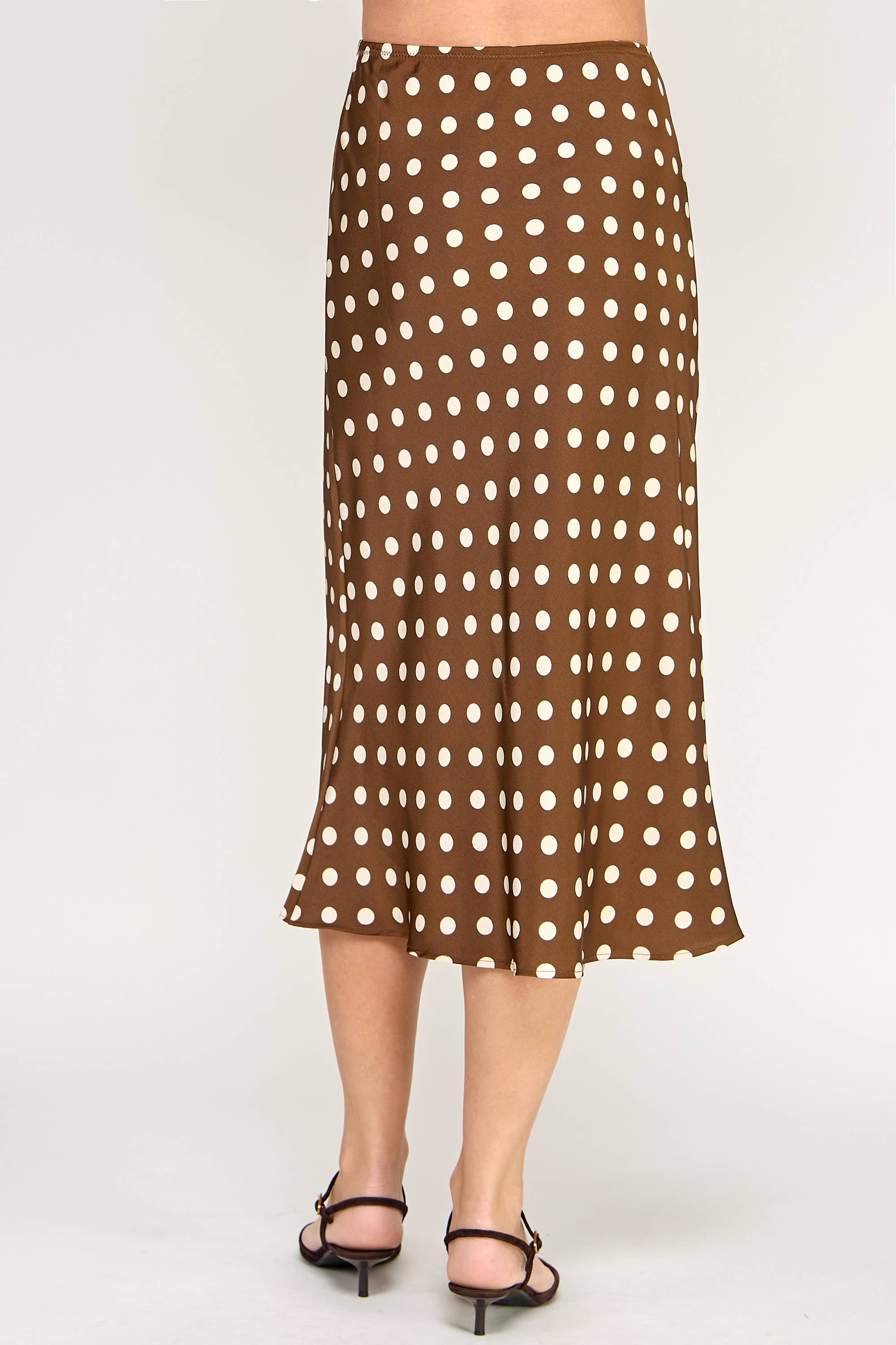 Ellison - Wholesale Skirt - Women's - RS-4238-6 POLKA DOT MIDI SKIRT-COCOA CREAM6