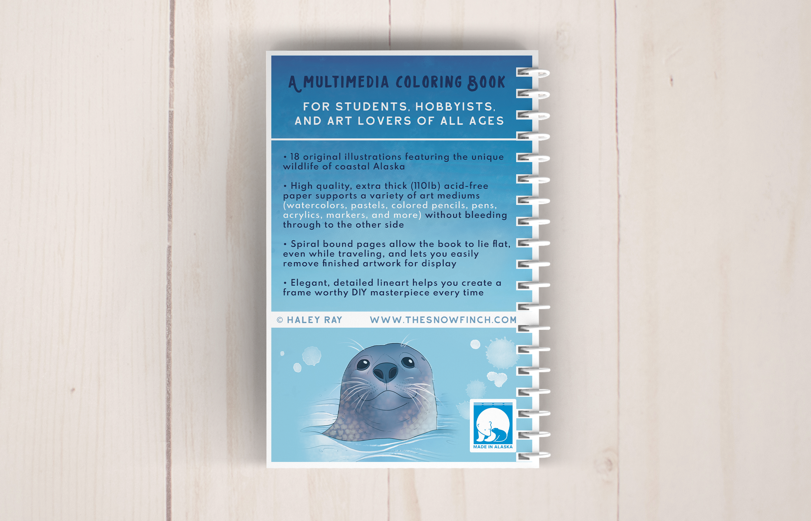 The Snow Finch – wholesale Målarbok - Vuxen – Kustnära Alaska konst målarbok3