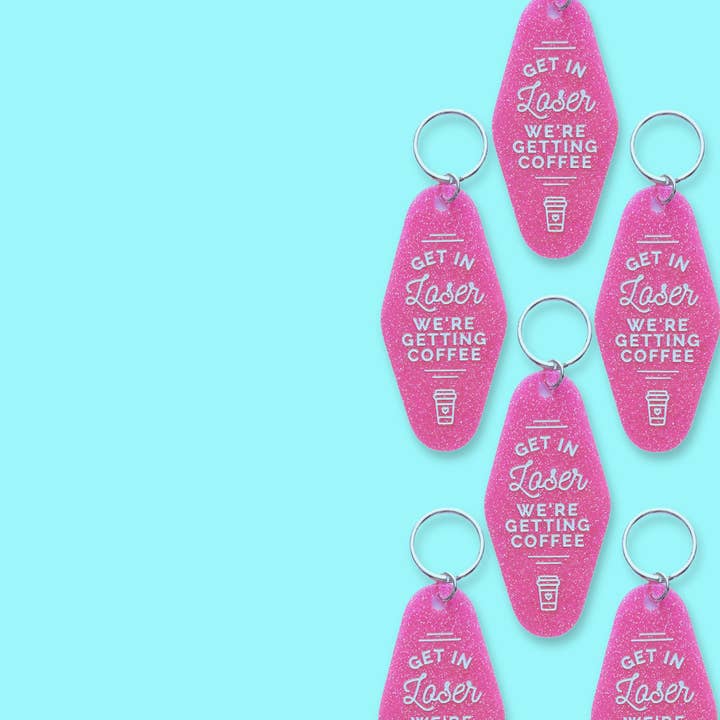 Sunshine & Lemons Co. - Wholesale Keychain - Women's - Get in Loser We're Getting Coffee Motel Keychain1