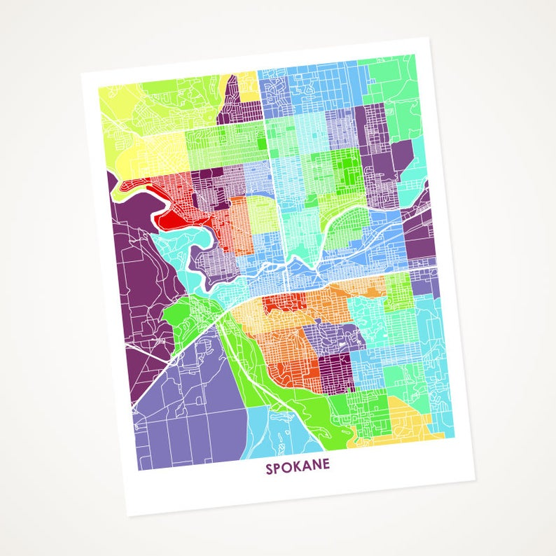 Juanita's Adventures - Wholesale Art Print - Juanitas Spokane Map Print0